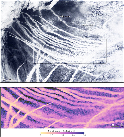 NASA Terra ship tracking images