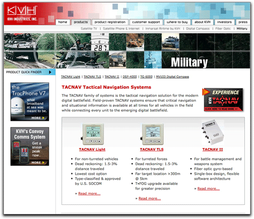 KVH Military homepage