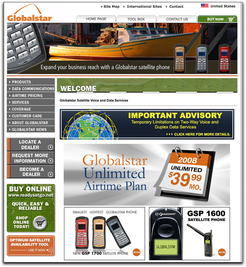 Globalstar homepage