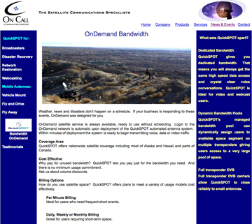 On Call Comm's QuickSpot homepage