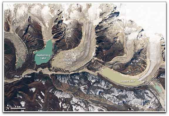Thorthormi Glacier Lake, Bhutan (NASA)