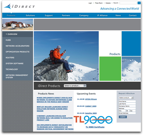 iDirect product homepage