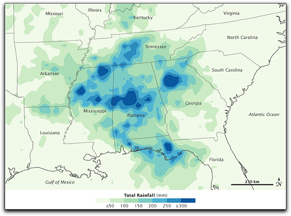 NASA TRMM rain in SE US