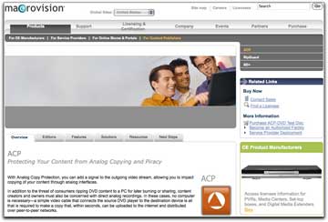 Macrovision ACP webpage