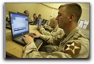 soldier on computer