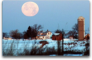 perigree moon over farm
