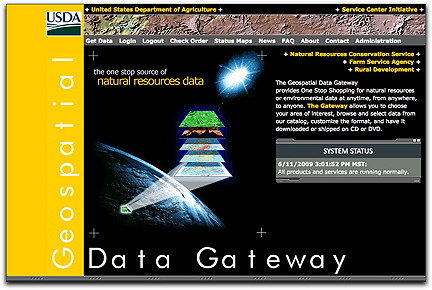 USDA Data Gateway homepage