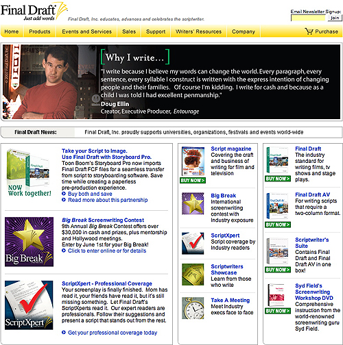 Final Draft home page