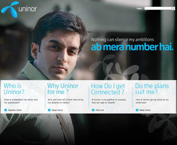 Uninor homepage