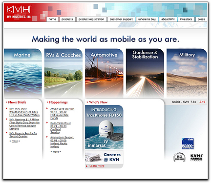 KVH Industries homepage (0809)