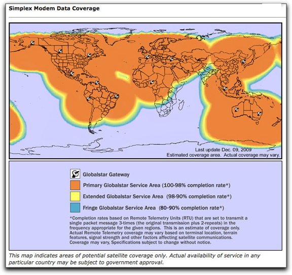 Globalstar Simplex coverage map