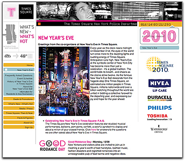 Times Square Alliance NY Eve homepage