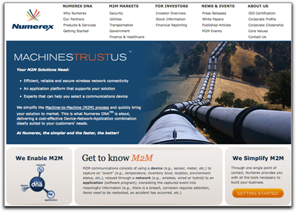 Numerex homepage