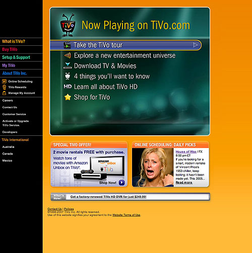 TiVo home page