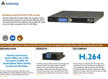 Telairity homepage