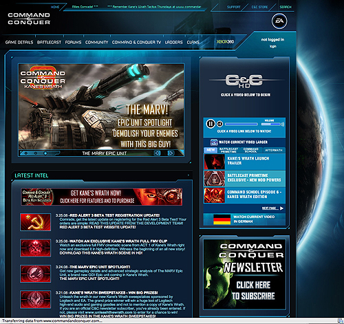 EA's Command + Conquer 3 home page