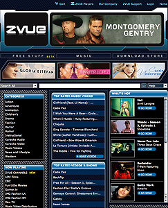 ZVUE Network home page screen