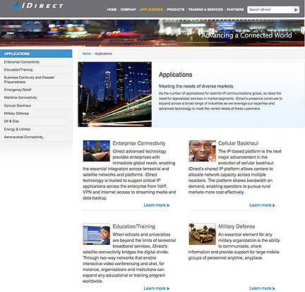 iDirect app page