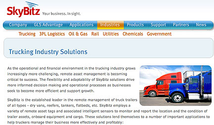 SkyBitz truck tracking page