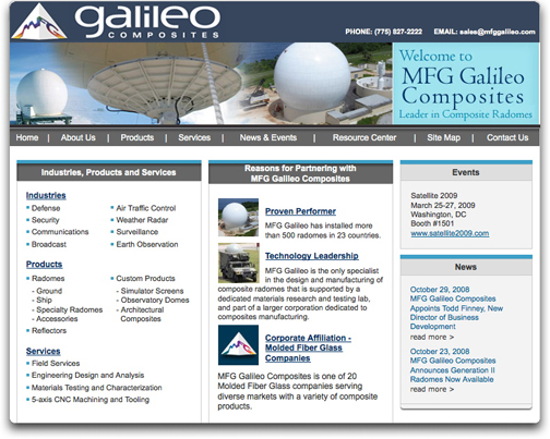 MFG Galileo Composites homepage