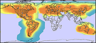 Globalstar satellite coverage