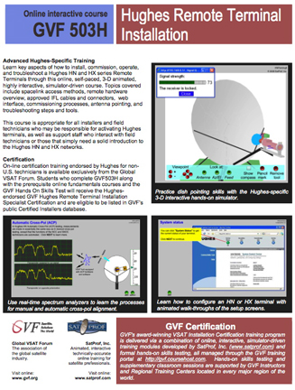 GVF Hughes installation course page