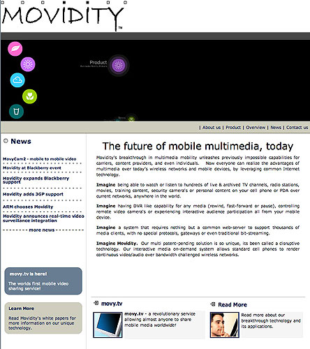 Movidity home page