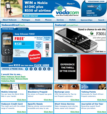 Vodacom homepage