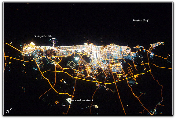 Dubai at night (NASA astronaut photo)