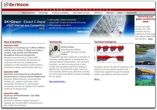 SkyVision homepage
