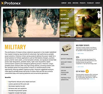 Protonex military webpage