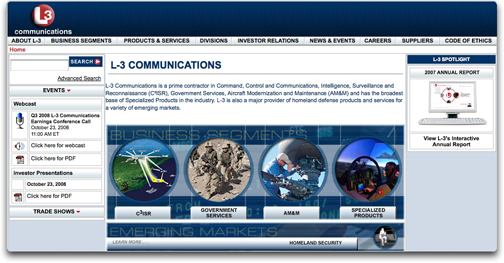 L-3 Communications homepage