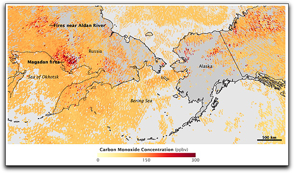 Mono fires Russia Alaska NASA Terra