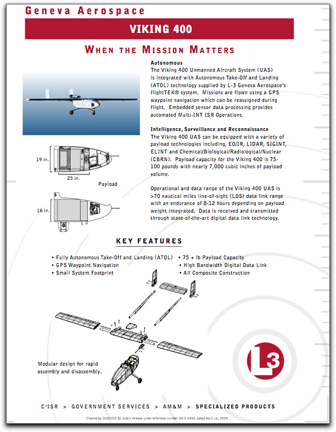 L-3 Viking 400 UAV datasheet