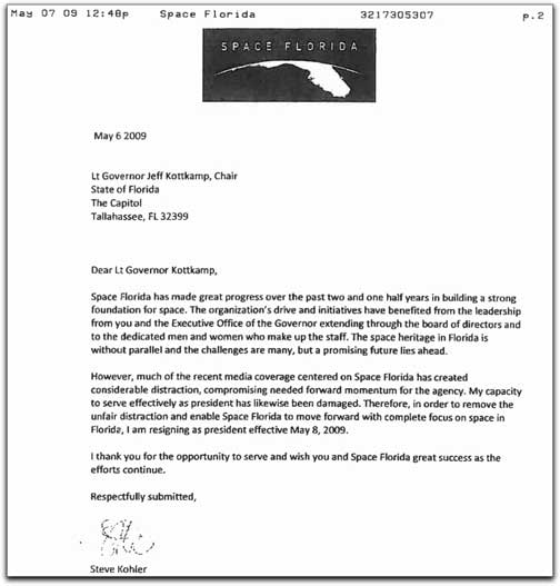 Steve Kohler resignation letter