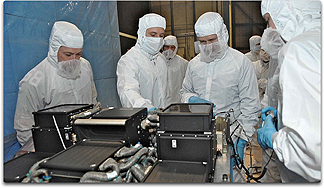Astronauts in clean room