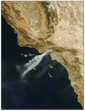 NASA Aqua photos of Calif. fires 101308