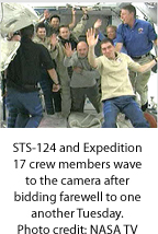 Discovery + station crews goodbye