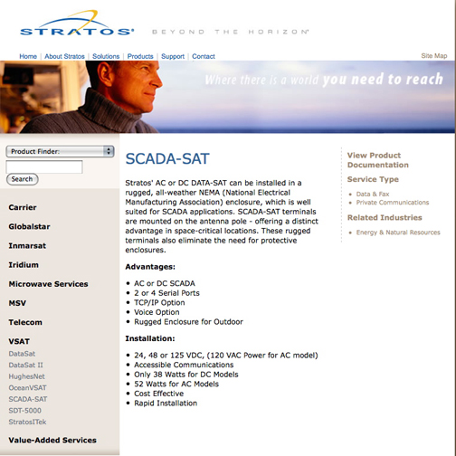 STRATOS SCADA-SAT site