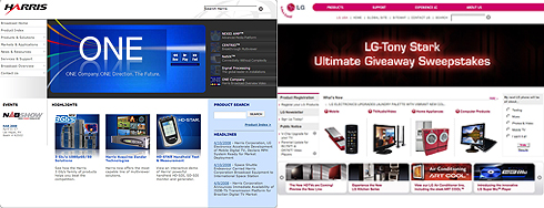 Harris Broadcast + LG Electronics home pages