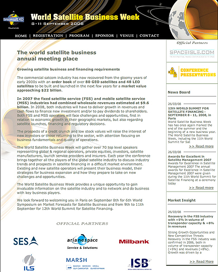 World Satellite Business Week homepage
