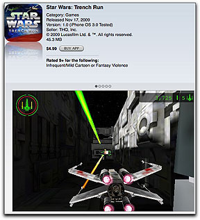 THQ Wireless Star Wars Trench Run screen