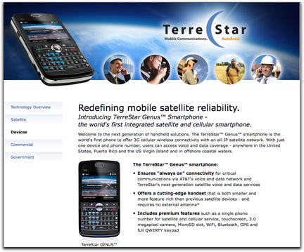 TerreStar Genus smartphone page