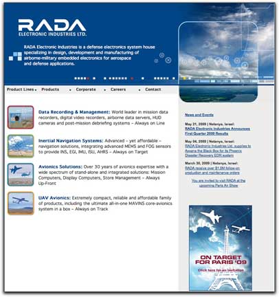 RADA Electronics Industries homepage