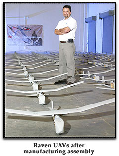 Raven UAVs after manufacturing assembly