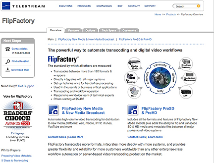 Telestream FlipFactory webpage