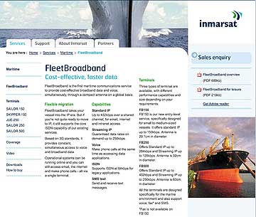 Inmarsat FleetBroadband webpage