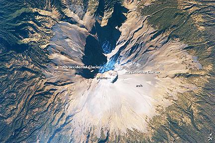 Popocatepetl volcano, Mexico (NASA)