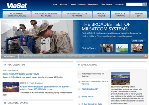 ViaSat homepage