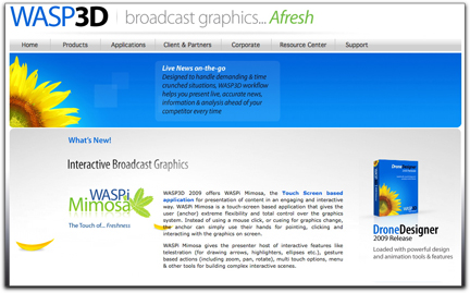 WASP3D broadcast graphics webpage